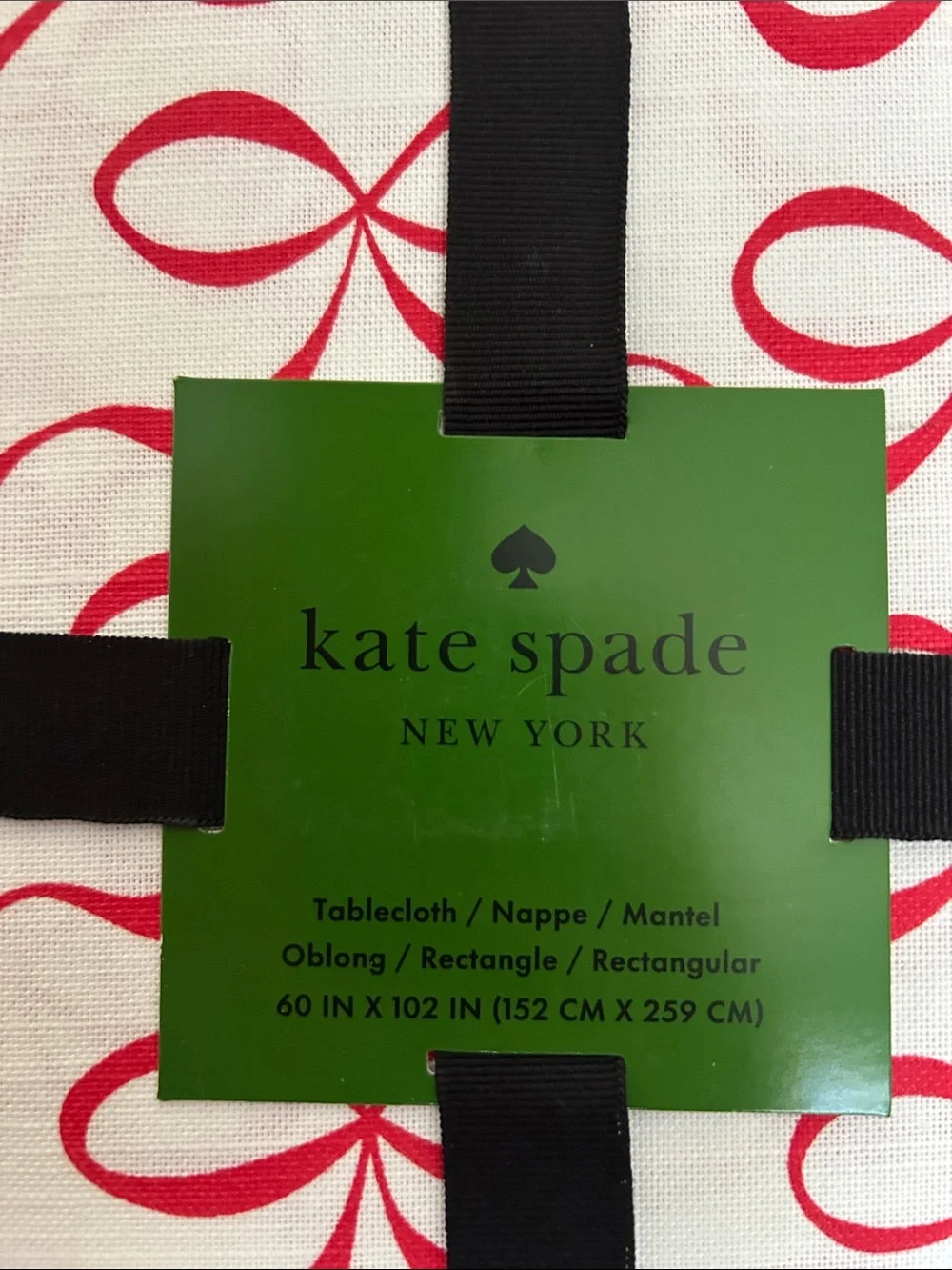 kate spade White Tablecloth with Red Ribbon Print